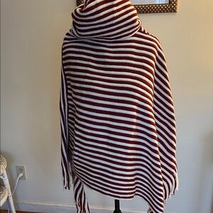 Striped Red and White Women's poncho